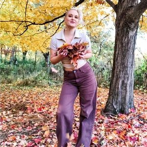 Garage Clothing Garage Highwaisted Brown Wide Leg Jeans